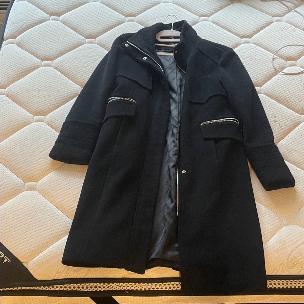 Karl Lagerfeld Black Wool Coat